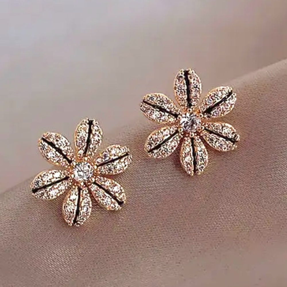 NWOT - Sparkling Petal Flower Stud Earrings